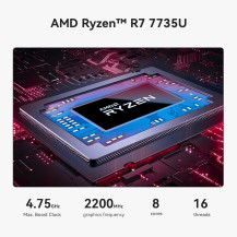 Beelink Mini PC AMD, Ryzen 7 7735U(8C/16T jusqu'à 4,75Ghz), EQR7 Mini Ordinateur 24GB LPDDR5 500GB M.2 PCIe4.0 SSD, 4K Dual