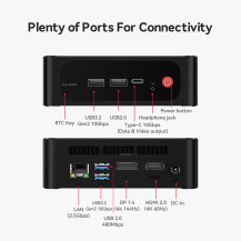 Beelink Mini PC AMD, Ryzen 7 7735U(8C/16T jusqu'à 4,75Ghz), EQR7 Mini Ordinateur 24GB LPDDR5 500GB M.2 PCIe4.0 SSD, 4K Dual