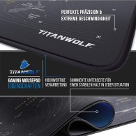 Tapis de souris XXL Speed Gaming Titanwolf - Carte du monde - 900 x 400 mm - XXL