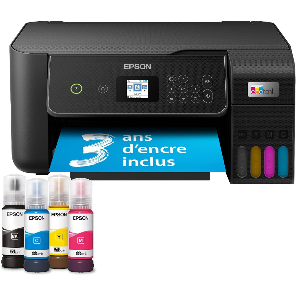 Epson EcoTank ET-2870 Imprimante à Réservoirs D’Encre | Maison & Petit Bureau | Wi-FI | A4 | Imprimer, Copier, Numériser | Écran