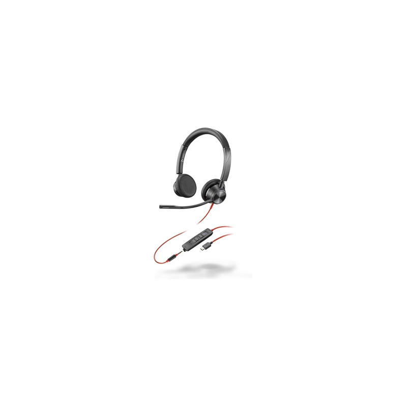 Poly Blackwire 3325 Blackwire 3300 series micro-casque sur-oreille filaire jack 3,5mm, USB-C noir Certifié pour Microsoft…