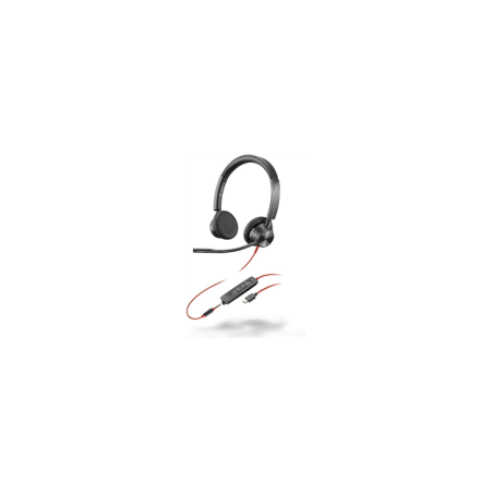 Poly Blackwire 3325 Blackwire 3300 series micro-casque sur-oreille filaire jack 3,5mm, USB-C noir Certifié pour Microsoft…