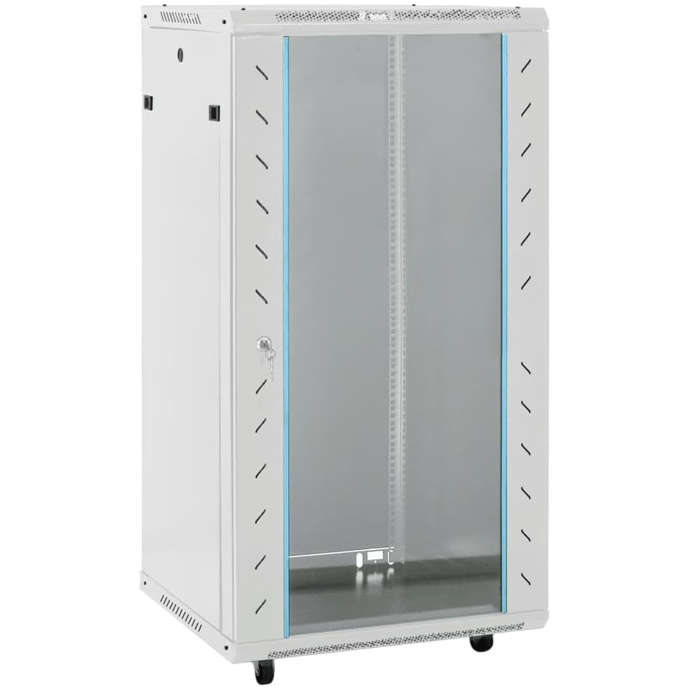 vidaXL Coffret de réseau à Pieds pivotants 22U 19" IP20 60x60x120 cm, Coffret de réseau sur Pied, Armoire de données, Support de