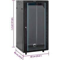 vidaXL Coffret de réseau à Pieds pivotants 22U 19" IP20 60x60x120 cm, Coffret de réseau sur Pied, Armoire de données, Support de