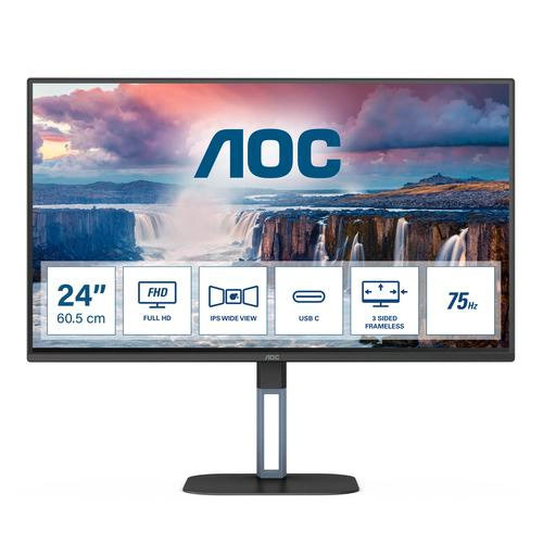 [MONAOC24V5CEBKIPS] Mon 23.8 AOC 24V5CE/BK IPS FHD 2x3W HUB USB-C 4 ms 75 Hz