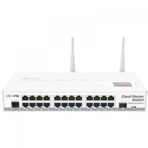 [MIKCRS12524G1S2] Mikrotik Switch 25 ports (24 ports 1Gbs layer 3, 1port SFP), LCD, sans fil 802.1